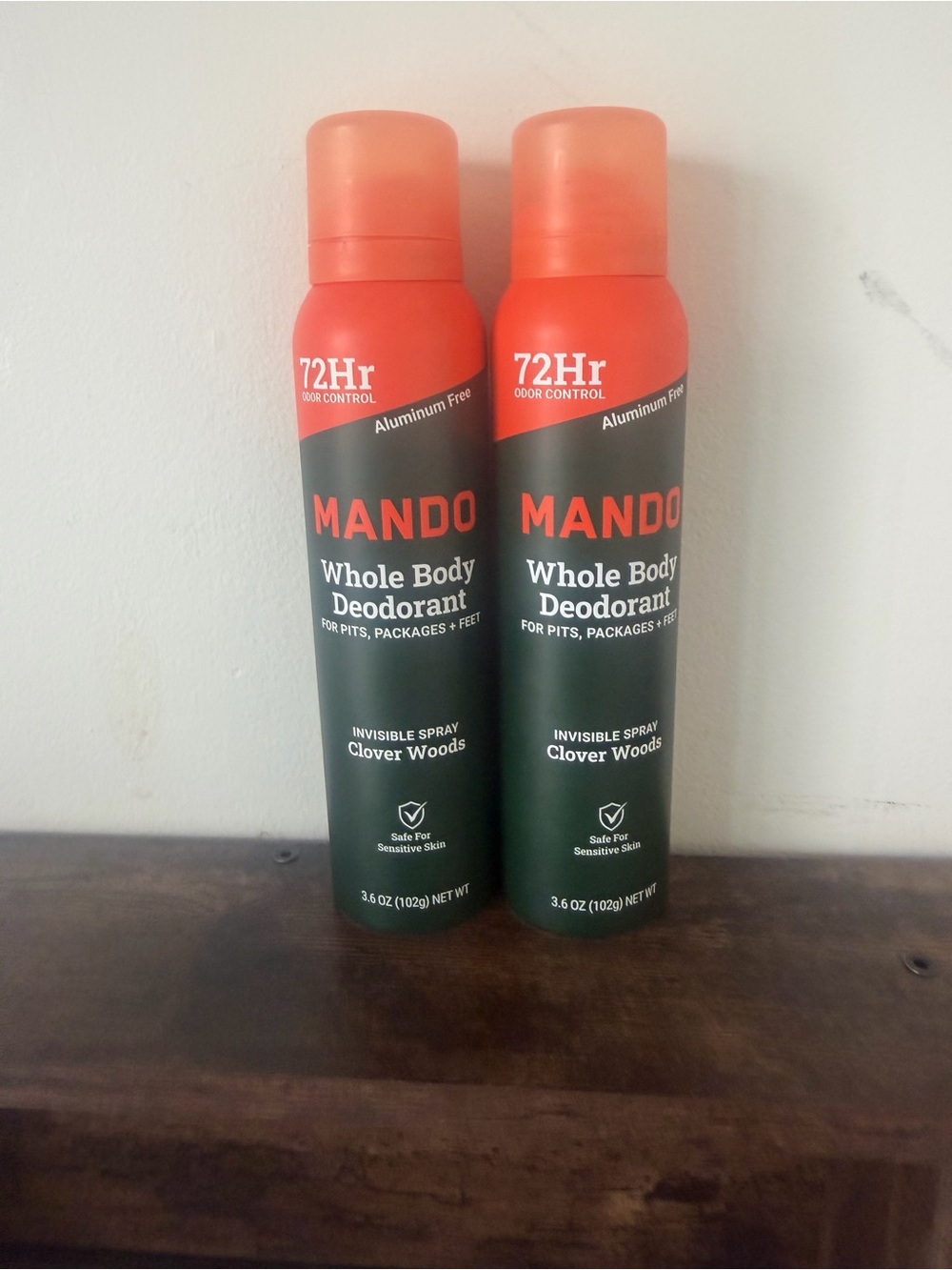 Mando Whole Body Deodorant Spray - Clover Woods (Orange, Dark Green)